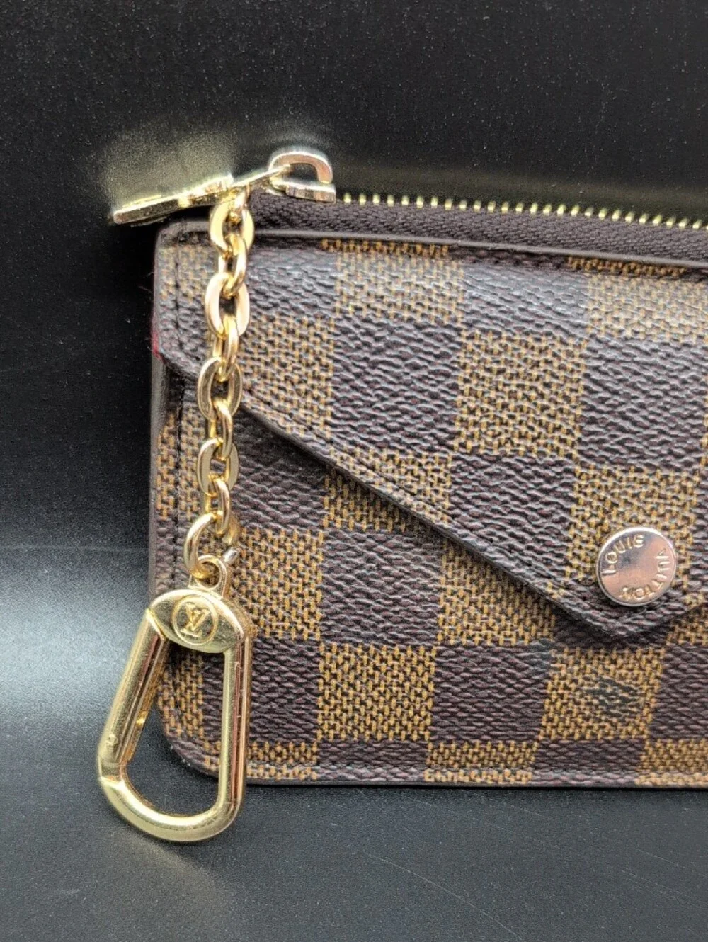 Louis Vuitton Damier Ebene Pattern Coated Canvas Card Holder Recto Verso